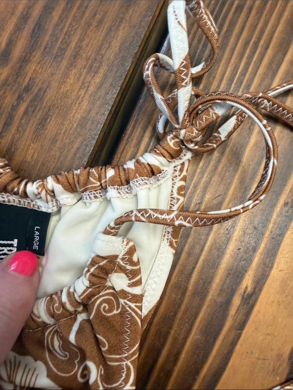 Triangl  Brown & White Printed Bikini Set - Medium top/large bottom.  Like new!